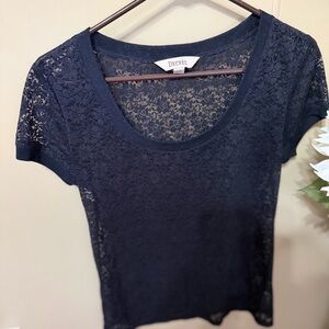 Decree Black Lace Short Sleeve Tee